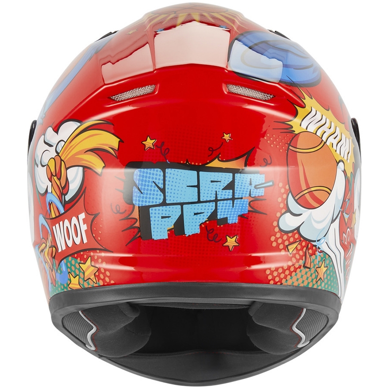 Børne fullface motorcykelhjelm NOX N731 Scrappy rød-multifarvet