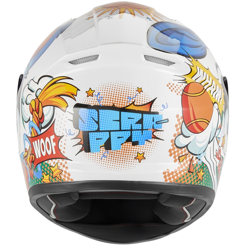 Børne fullface motorcykelhjelm NOX N731 Scrappy hvid-multifarvet