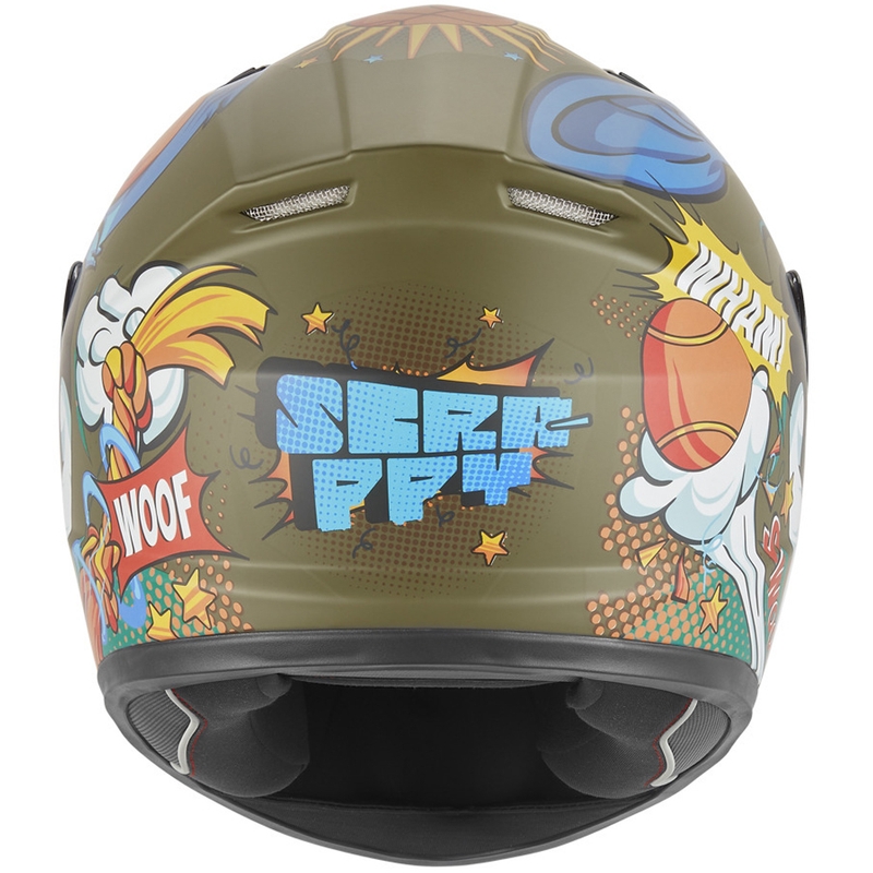 Børne fullface motorcykelhjelm NOX N731 Scrappy khaki-flerfarvet