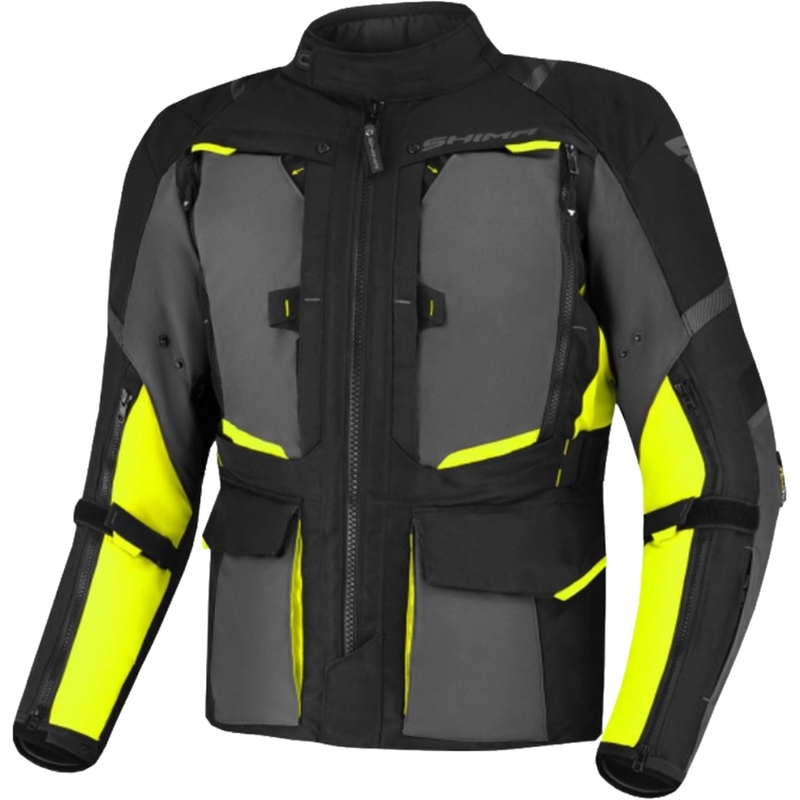 Motorcykeljakke Shima Hero 2.0 sort-grå-fluogul