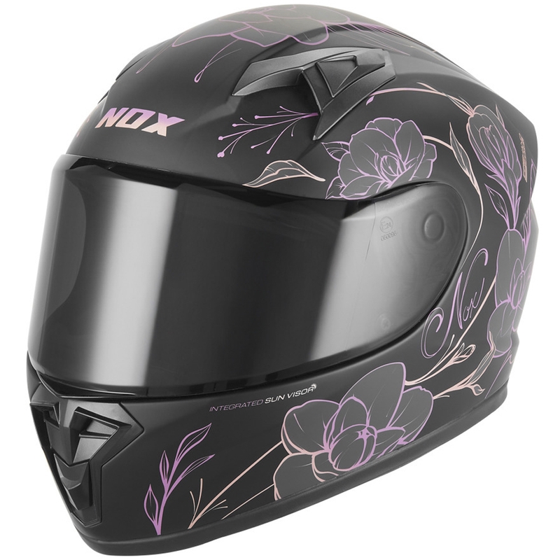 Børne fullface motorcykelhjelm NOX N731 Spring mat sort-pink