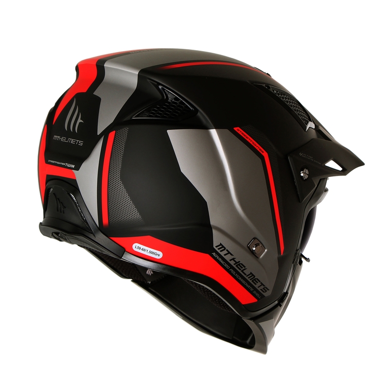 Åben hjelm med maske MT Streetfighter SV S TWIN C5 sort-rød med iridiumvisir - II. kvalitet