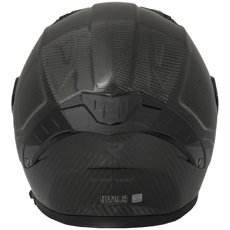 Street Racer Titan Carbon fullface motorcykelhjelm sort - II. kvalitet