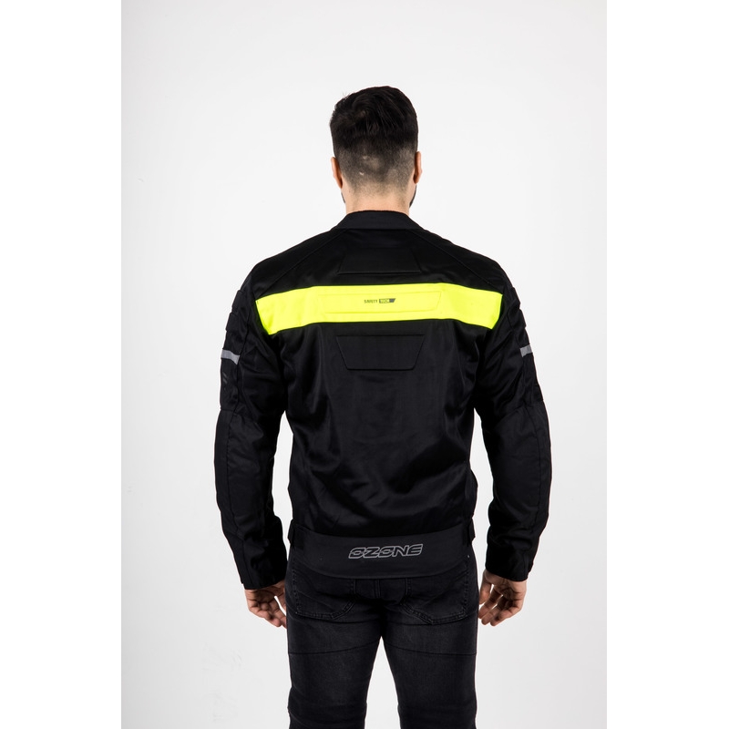 Ozone Dart motorcykeljakke sort-fluo gul - 2. kvalitet - II. kvalitet