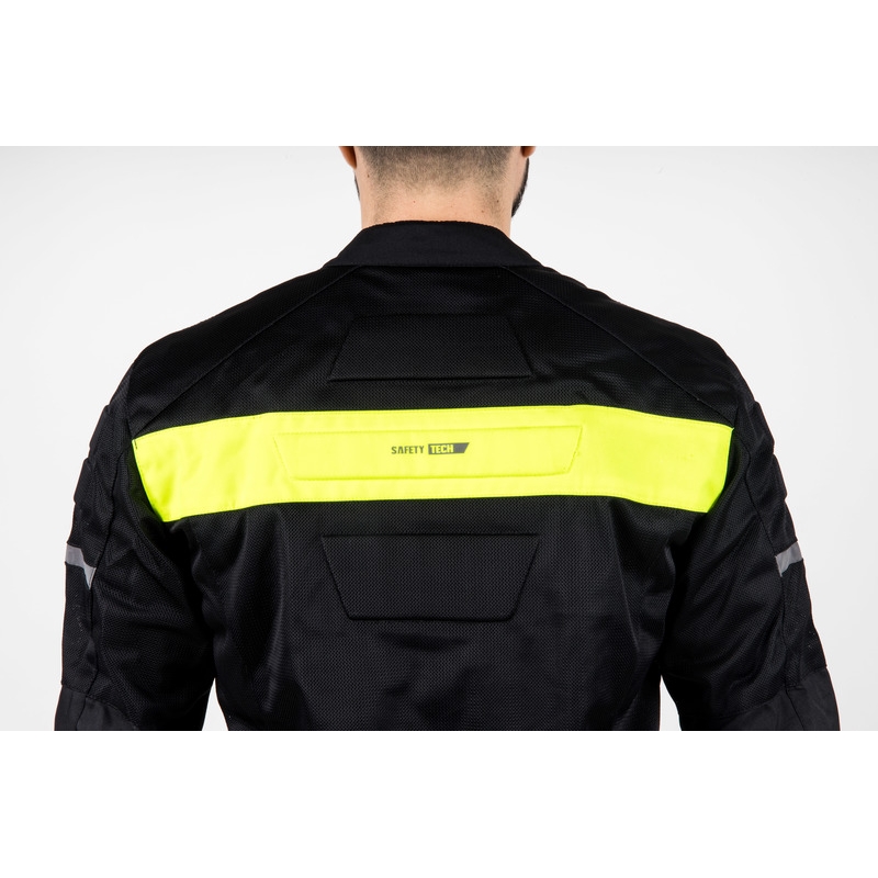 Ozone Dart motorcykeljakke sort-fluo gul - 2. kvalitet - II. kvalitet