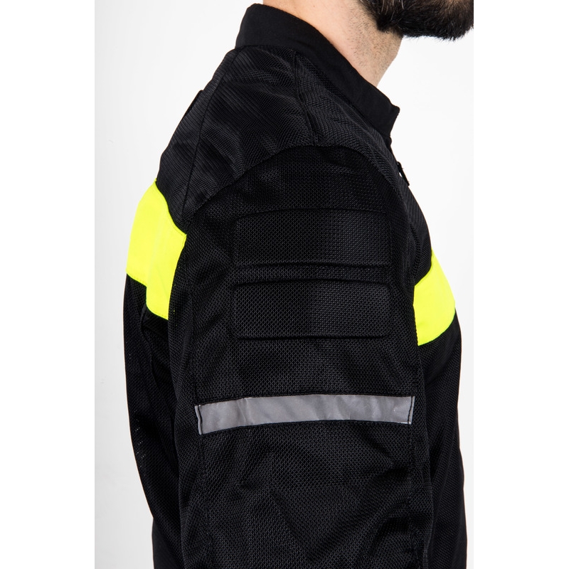 Ozone Dart motorcykeljakke sort-fluo gul - 2. kvalitet - II. kvalitet