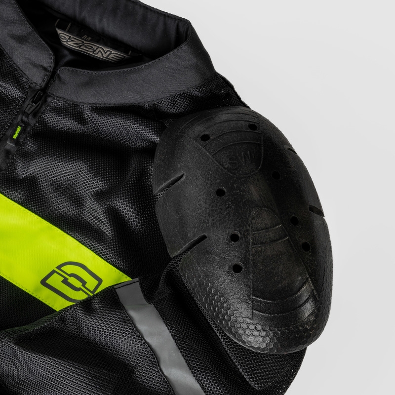 Ozone Dart motorcykeljakke sort-fluo gul - 2. kvalitet - II. kvalitet
