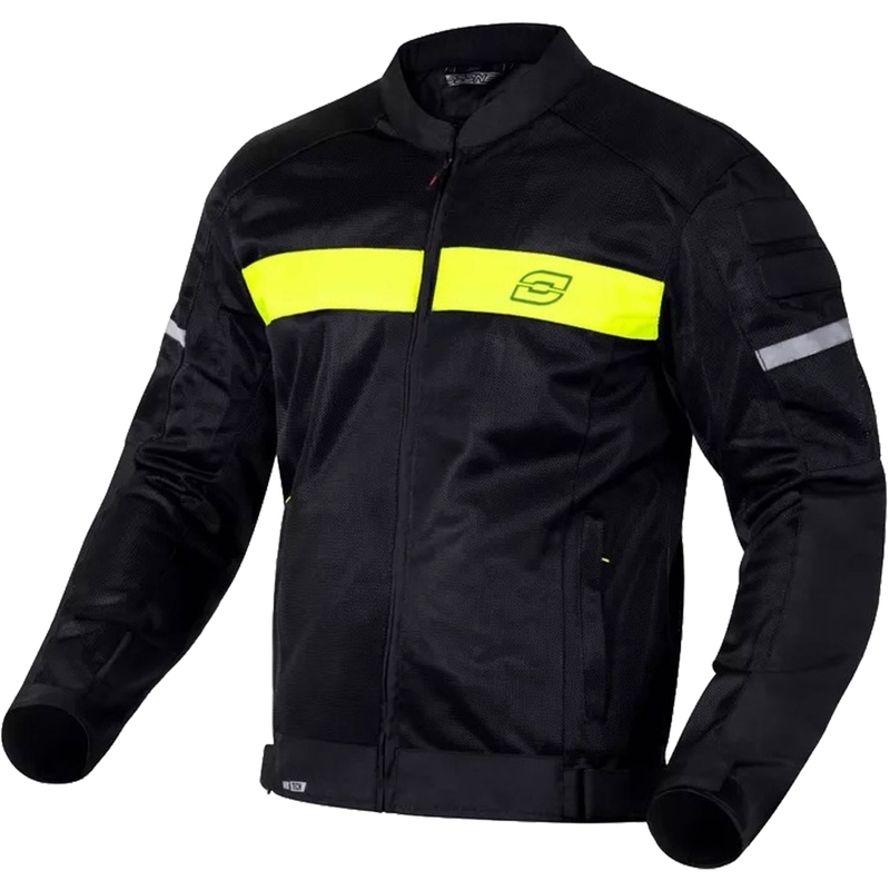 Ozone Dart motorcykeljakke sort-fluo gul - 2. kvalitet - II. kvalitet