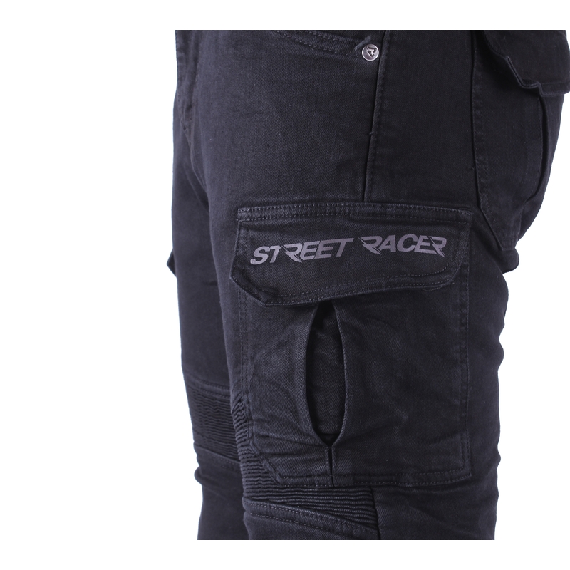 Street Racer Cargo CE motorcykeljeans sorte 2 - 2. kvalitet - II. kvalitet