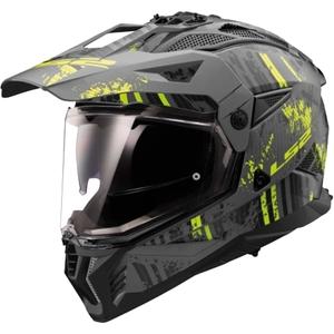 Enduro-motorcykelhjelm LS2 MX702 PIONEER II CRAZY sort-fluogul