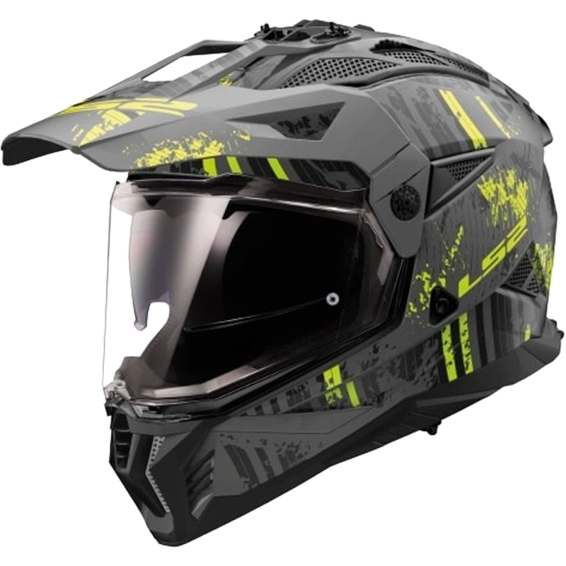 Enduro motorcykelhjelm LS2 MX702 PIONEER II CRAZY sort-fluo gul