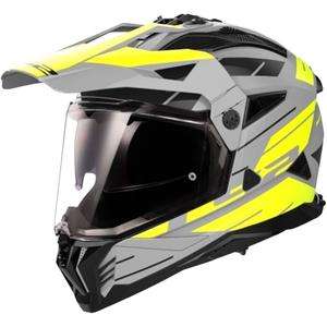 Enduro-motorcykelhjelm LS2 MX702 PIONEER II NAMIB grå-fluogul