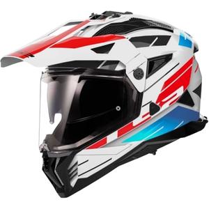 Enduro-motorcykelhjelm LS2 MX702 PIONEER II NAMIB hvid-blå-rød