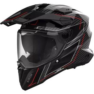 Enduro motorcykelhjelm Airoh Commander 2 Carbon Stilfuld sort-rød