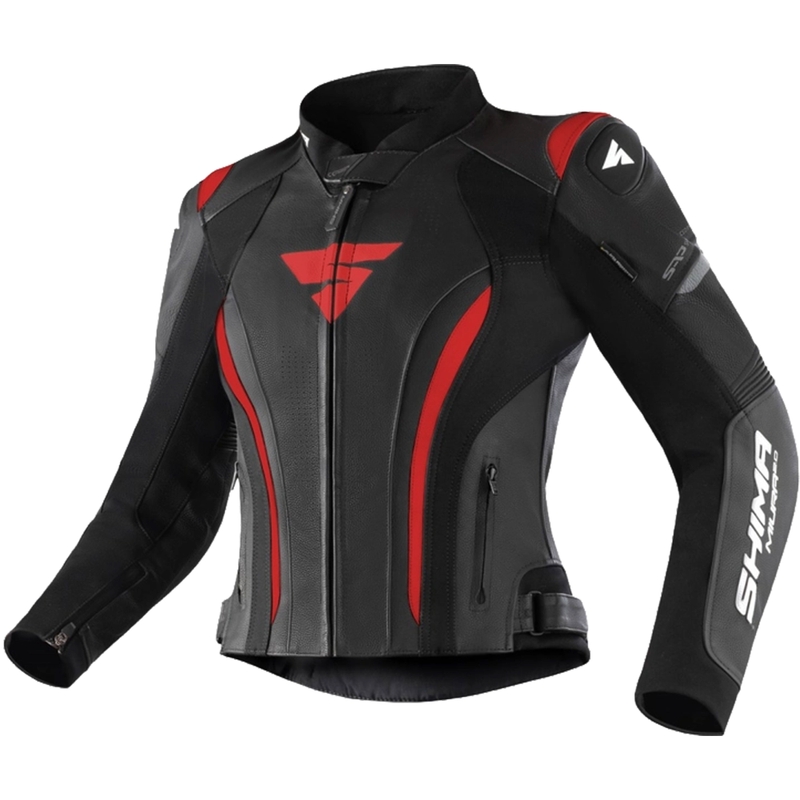 Dame motorcykeljakke Shima Miura 2.0 sort-rød