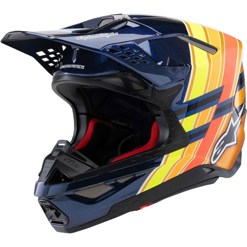 Alpinestars Supertech S-M10 motocrosshjelm TROY LEE DESIGNS pearl blue-fluo orange-yellow-red