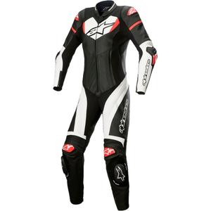 Alpinestars motorcykelovertræksdragt i læder til kvinder STELLA GP PLUS 2 Black-White-Fluo Red