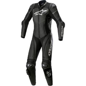Alpinestars motorcykelovertræksdragt i læder til kvinder Alpinestars STELLA GP PLUS 2 Black-White-Metallic Grey