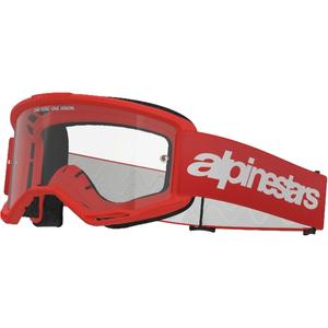 Alpinestars Vision 3 Wordmark røde motocrossbriller med klart plexi