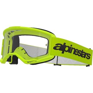 Alpinestars Vision 3 Wordmark fluogule motocrossbriller med klart plexi