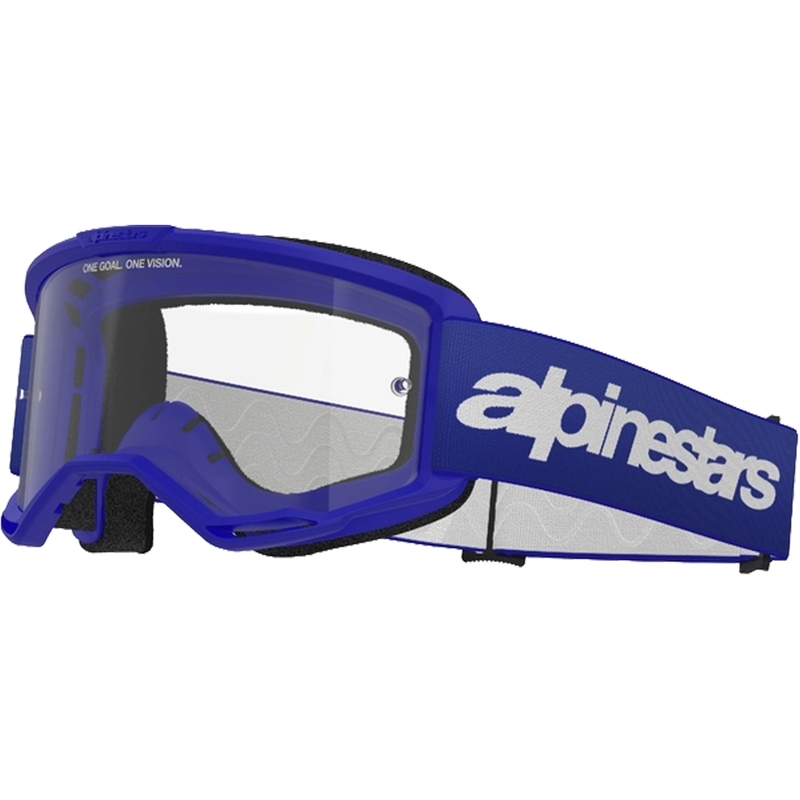 Alpinestars Vision 3 Wordmark motocrossbriller blå med klar plexi