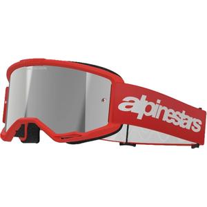 Alpinestars Vision 3 Wordmark motocrossbrille rød med sølvfarvet radialglas