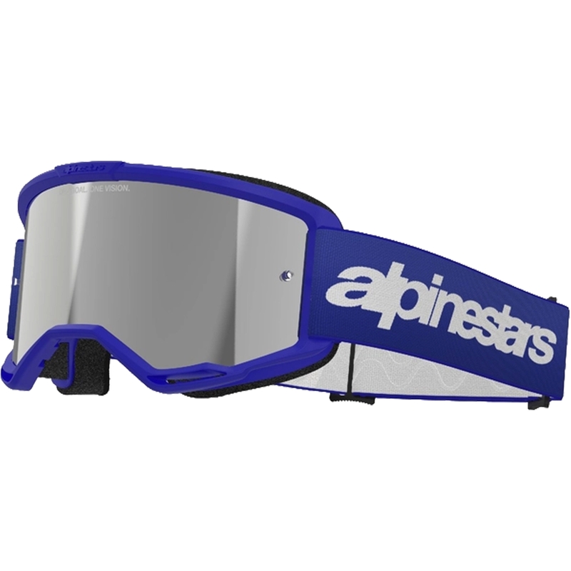 Alpinestars Vision 3 Wordmark motocrossbriller blå med spejlblank sølvlinse