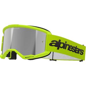 Alpinestars Vision 3 Wordmark fluogule motocrossbriller med sølvfarvet reflekterende linse