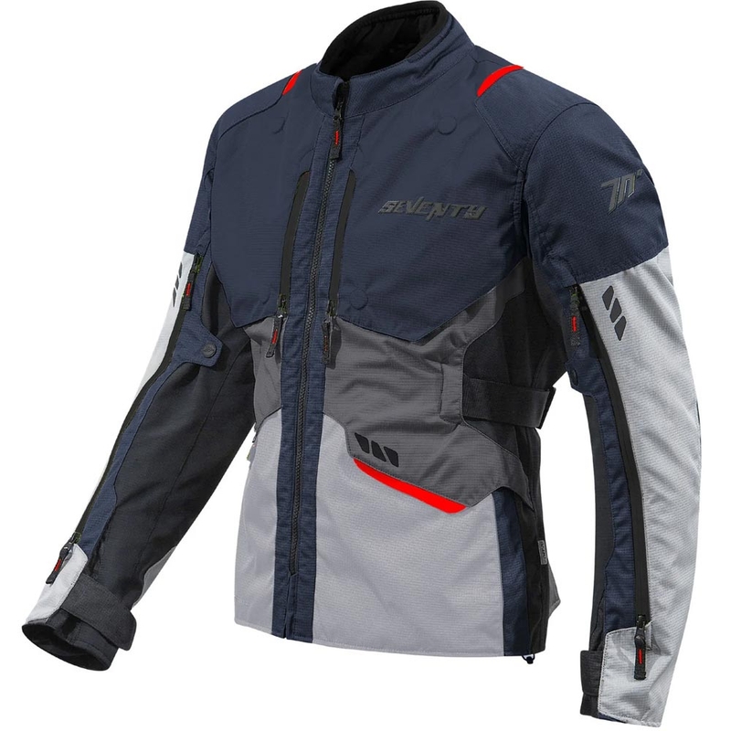 Seventy Degrees SD-JT67 Tanami motorcykeljakke blågrå-rød