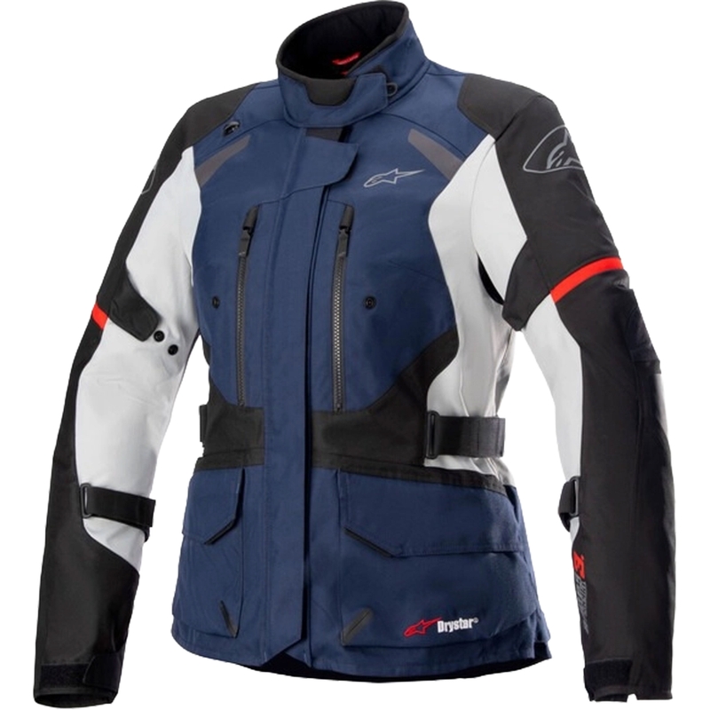 Alpinestars Stella Andes Drystar motorcykeljakke til kvinder Mørkeblå-Sort-Lys Grå-Rød