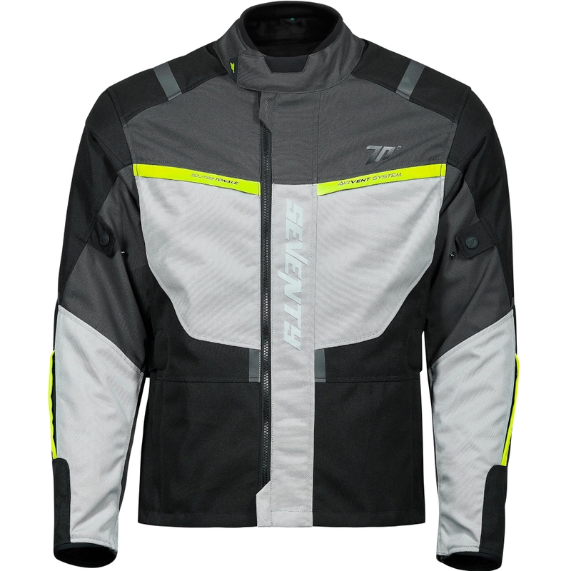 Dame motorcykeljakke Seventy Degrees SD-JT85 Tonale sort-grå-fluo gul