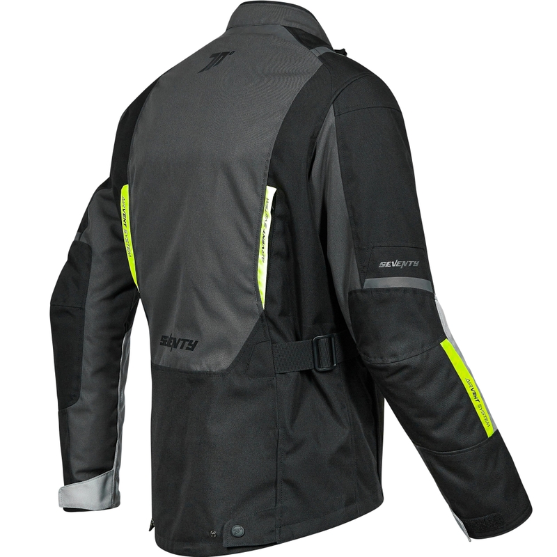 Dame motorcykeljakke Seventy Degrees SD-JT85 Tonale sort-grå-fluo gul