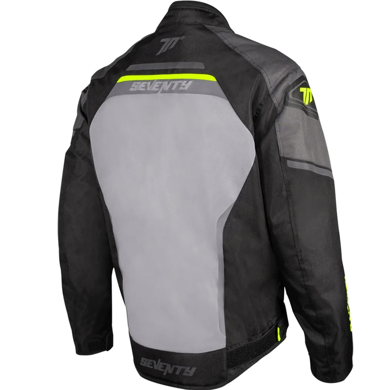 Seventy Degrees SD-JR65 Piston motorcykeljakke sort-grå-fluo gul