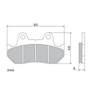 Bremseklodser NISSIN halvmetallisk gummiblanding 90x49x9 mm 2 stk.