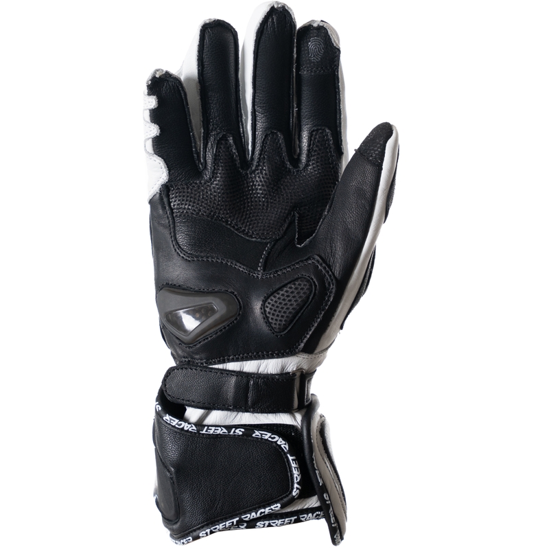 Street Racer Virus 2 sorte og hvide motorcykelhandsker