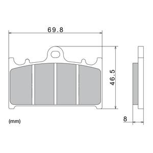 Bremseklodser NISSIN halvmetallisk gummiblanding 69,8x46,5x8 mm 2 stk.