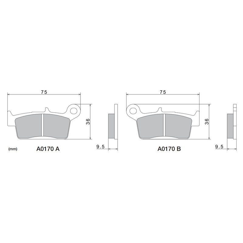 Bremseklodser NISSIN halvmetallisk gummiblanding 75x36x9,5 mm 2 stk.