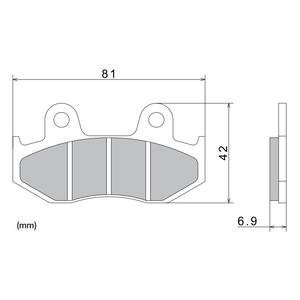 Bremseklodser NISSIN halvmetallisk gummiblanding 81x42x6,9 mm 2 stk.