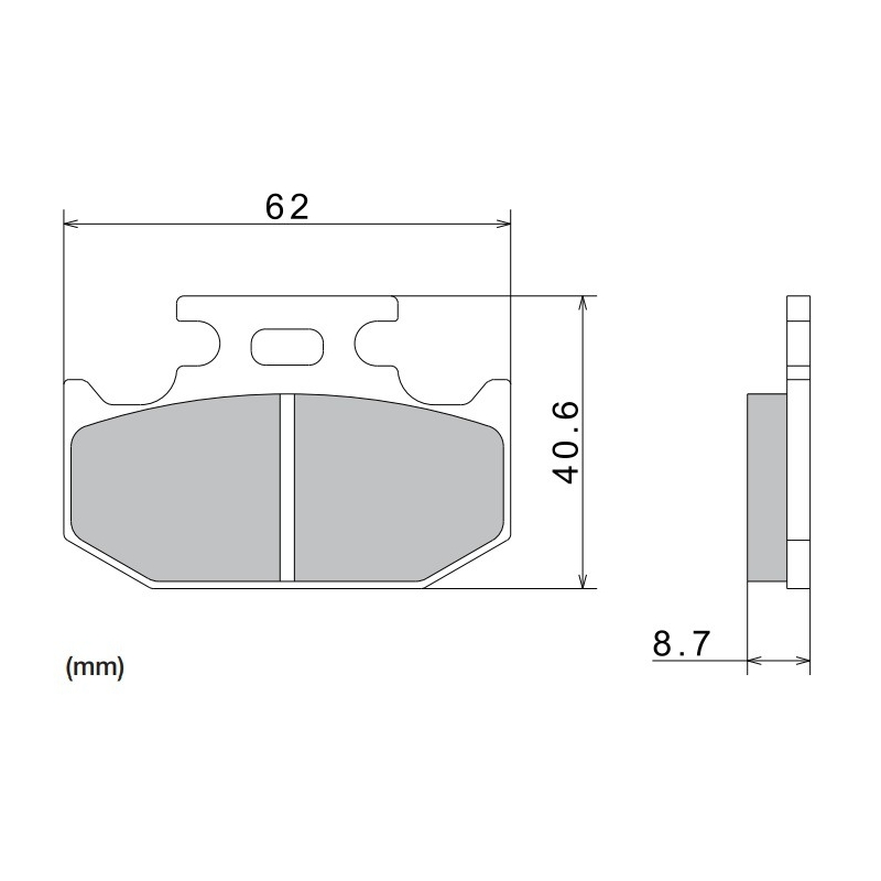 Bremseklodser NISSIN halvmetallisk gummiblanding 62x40,6x8,7 mm 2 stk.