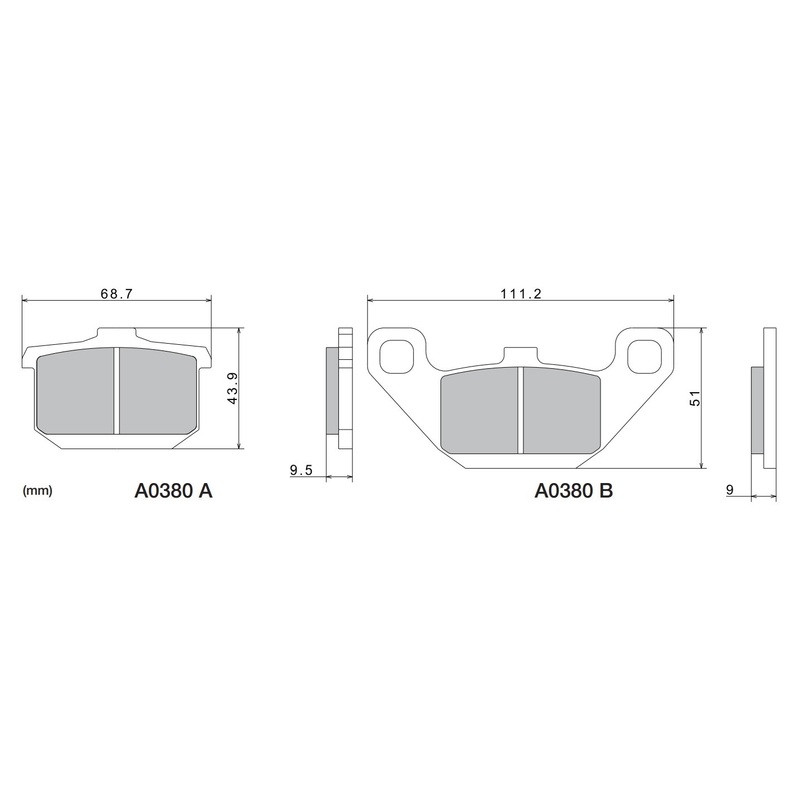 Bremseklodser NISSIN halvmetallisk gummiblanding M501-391 2 stk.