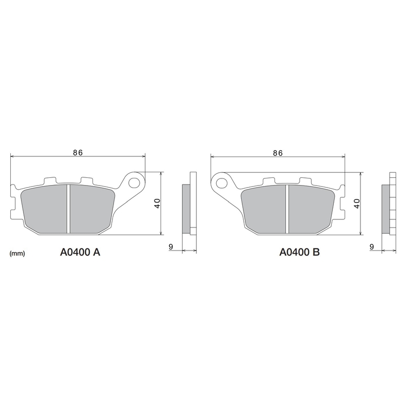 Bremseklodser NISSIN halvmetallisk gummiblanding 86x40x9 mm 2 stk.