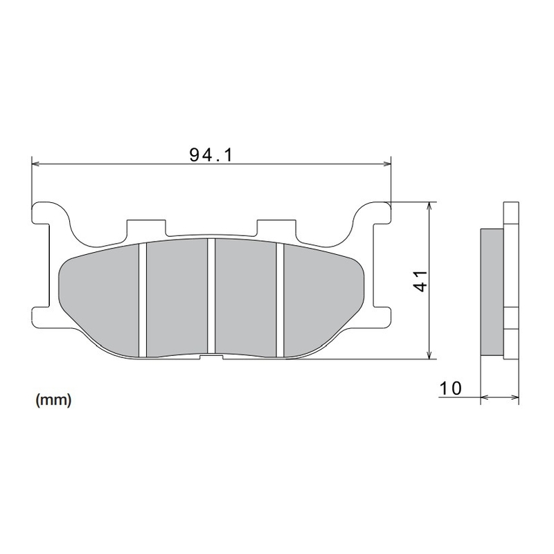 Bremseklodser NISSIN halvmetallisk gummiblanding 94,1x41x10 mm 2 stk.