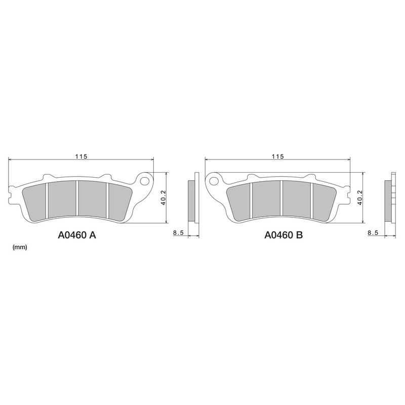 Bremseklodser NISSIN halvmetallisk gummiblanding 115x40,2x8,5 mm 2 stk.