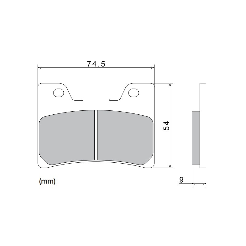 Bremseklodser NISSIN halvmetallisk gummiblanding 74,5x54x9 mm 2 stk.