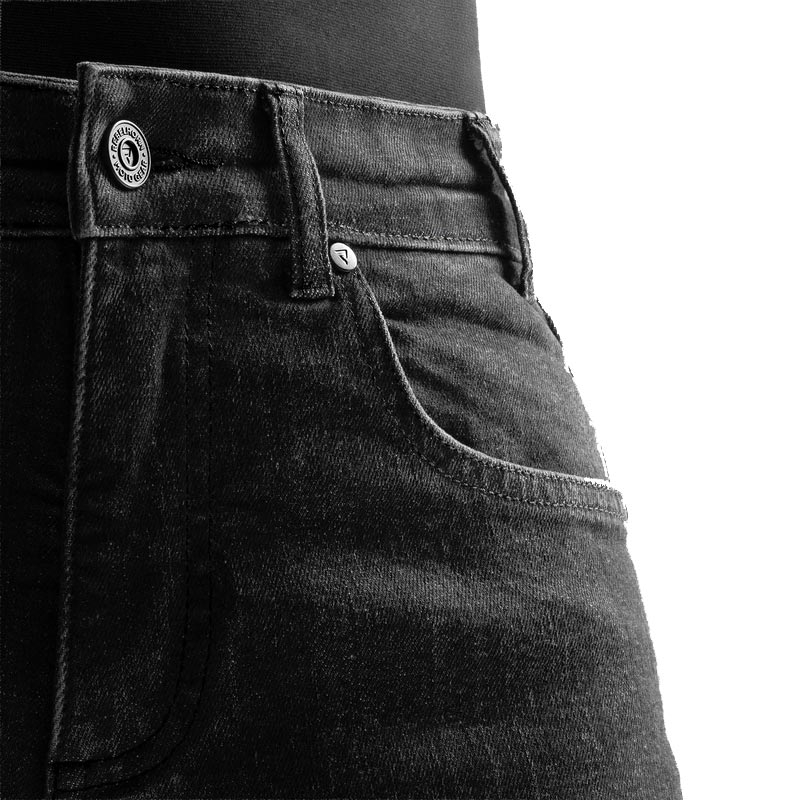 Rebelhorn Classic Monolayer Ekstra Cropped Motorcykel Jeans Vasket Sort