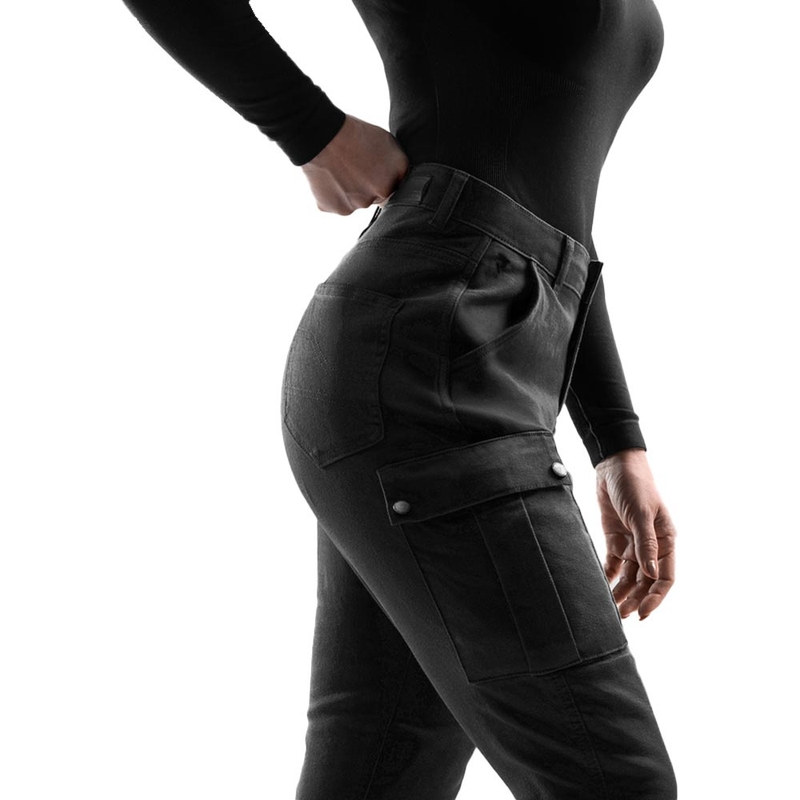 Dame cropped motorcykeljeans Rebelhorn Faster sort