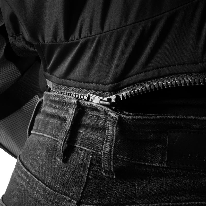 Dameforlængede motorcykeljeans Rebelhorn Classic Monolayer vasket sort