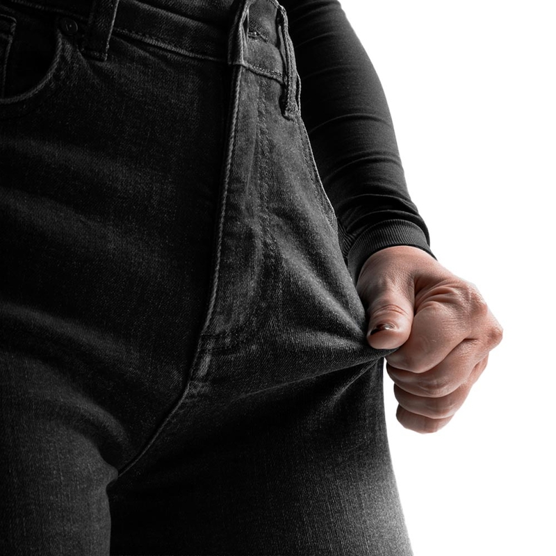 Dame cropped motorcykeljeans Rebelhorn Classic Monolayer vasket sort