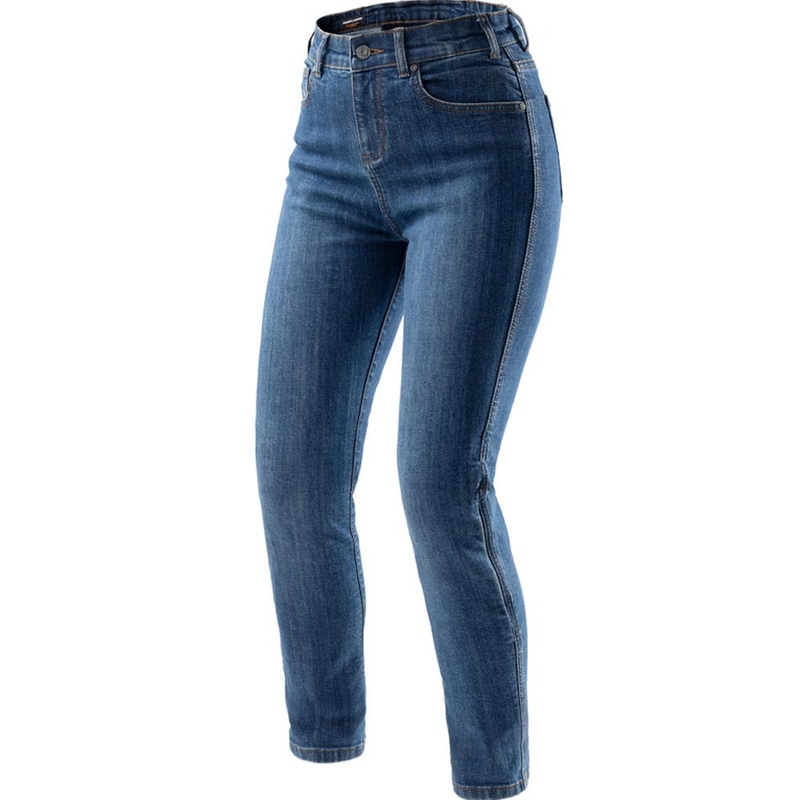 Dame cropped motorcykeljeans Rebelhorn Classic Monolayer vasket blå