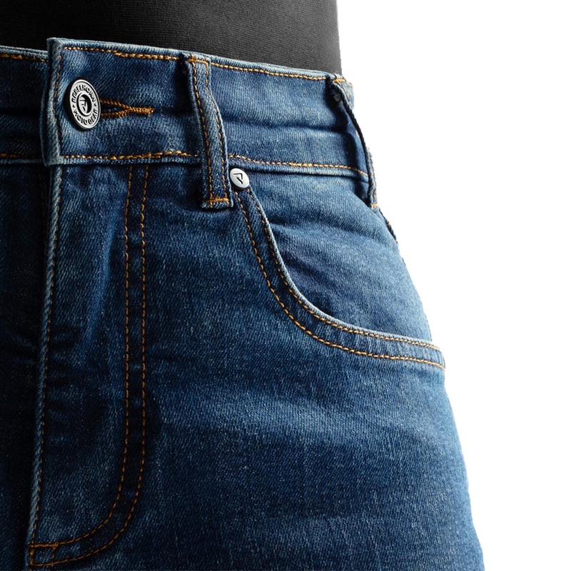 Dame cropped motorcykeljeans Rebelhorn Classic Monolayer vasket blå